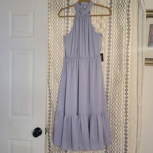 Express Satin Lavender Sleeveless Halter Dress